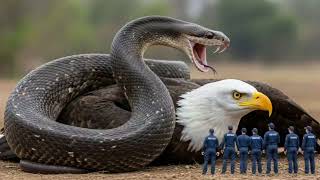 Heroic rescue team saves eagle from giant snake🦅🐍