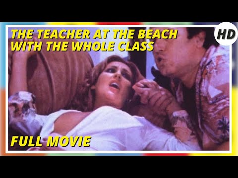 THE TEACHER AT THE BEACH WITH THE WHOLE CLASS