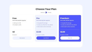 Responsive Pricing Cards with Price Plans Toggle Animation | HTML, CSS,  JS tutorial