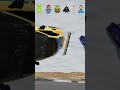 Four Trucks Transporting cars with Flatbed Trailers | Cars vs Speedbump vs Train vs Pothole #000