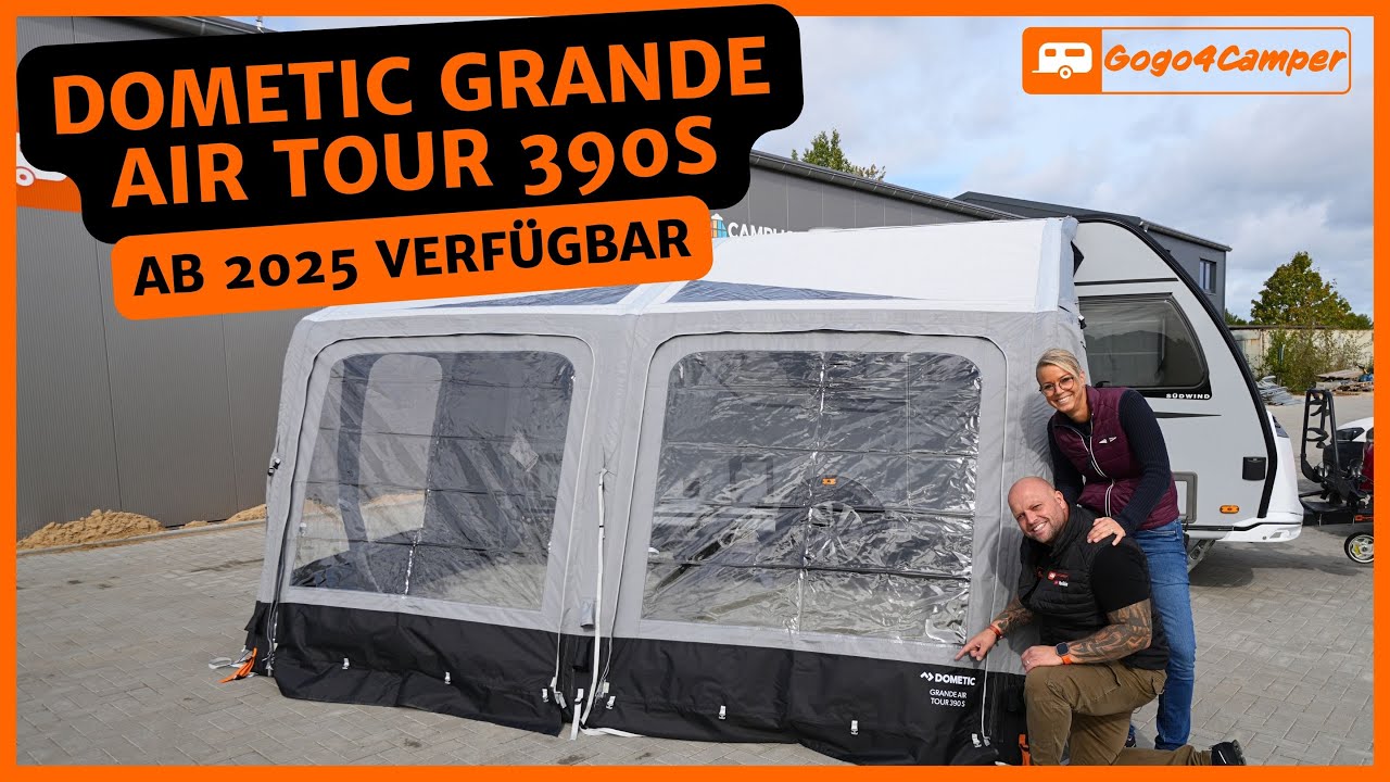 Neu ab 2025 - das Dometic Grande Air Tour 390S - aufblasbares Luftvorzelt für Wohnwagen & Wohnmobil