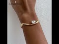 E3945 Elegant Golden Solitaire Pear Cut White Sapphire Bangle Bracelet For Women