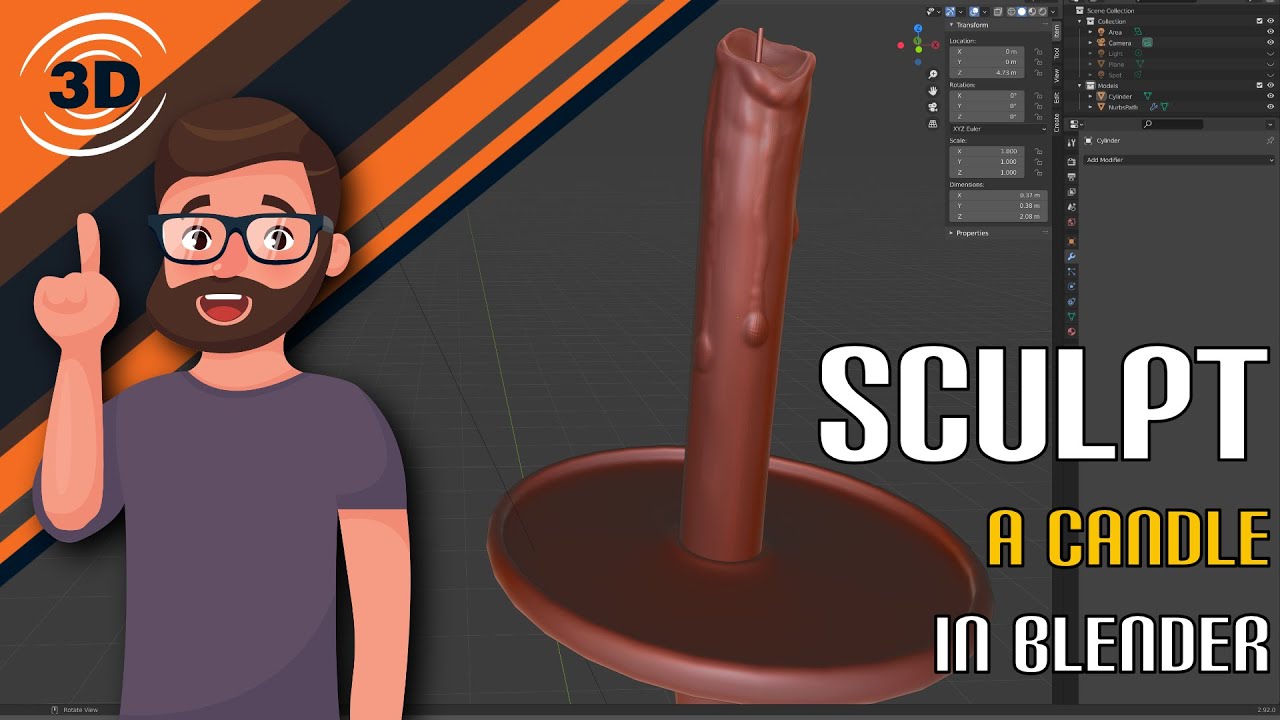 Multiresolution Sculpting a Candle in Blender - YouTube