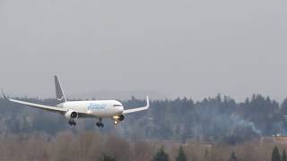 Amazon Air (Atlas Air) N1217A Boeing 767-300ERBCF Landing Portland (PDX)