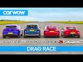 Tesla Model 3 vs I-Pace vs e-tron vs …SUPRA?! - Electric vs Petrol DRAG & ROLLING RACE & BRAKE TEST