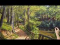 Acrylic Landscape Painting "On the forest path".