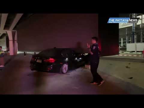 BMW driver crashes into new Pattaya LED Sign