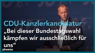 Die cdu-politiker und anwärter auf das kanzleramt, armin laschet,
friedrich merz norbert röttgen halten dem nrw-tag der jungen union
jeweils eine red...