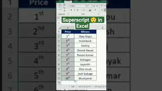 Superscript in Excel 😲 | Power & Text Formula Trick #shorts #officeguide