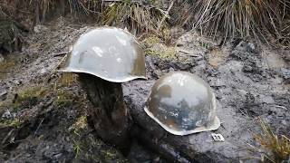 Pair of СШ-40 Soviet WW2 combat helmets