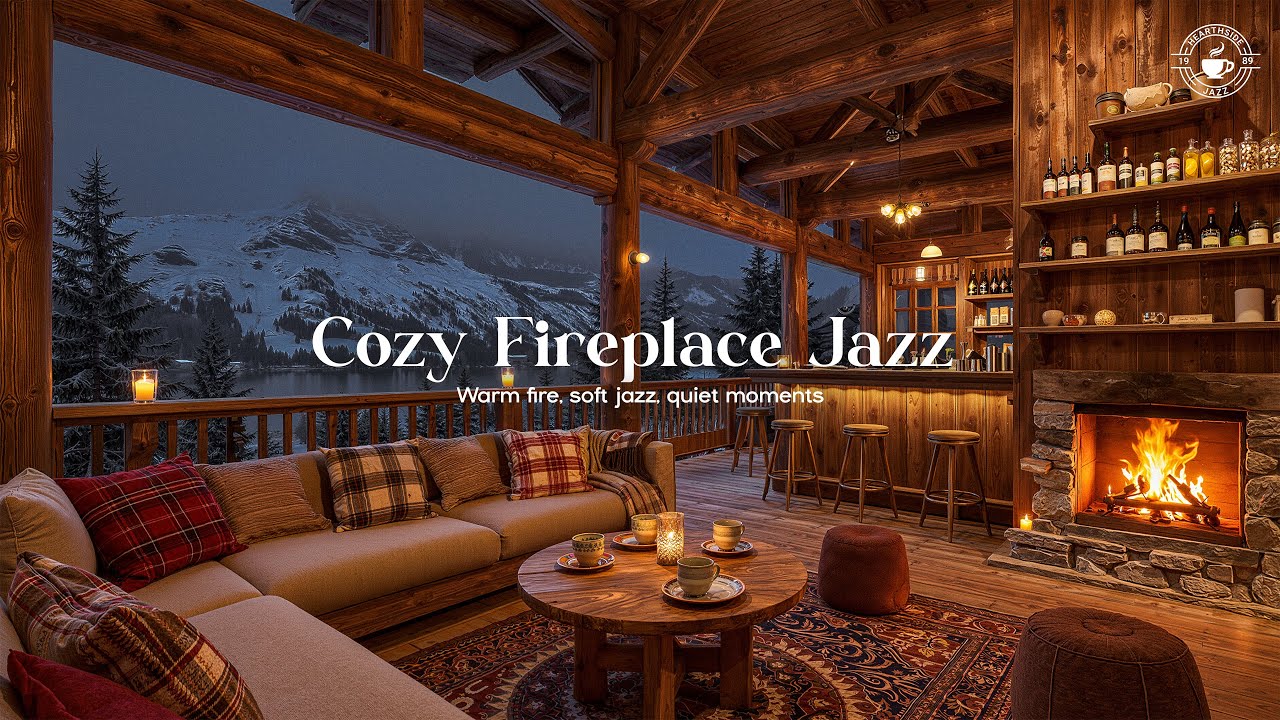 Cozy Fireplace Jazz 🔥 4K Smooth Jazz for Warm Nights, Relaxation & Quiet Moments