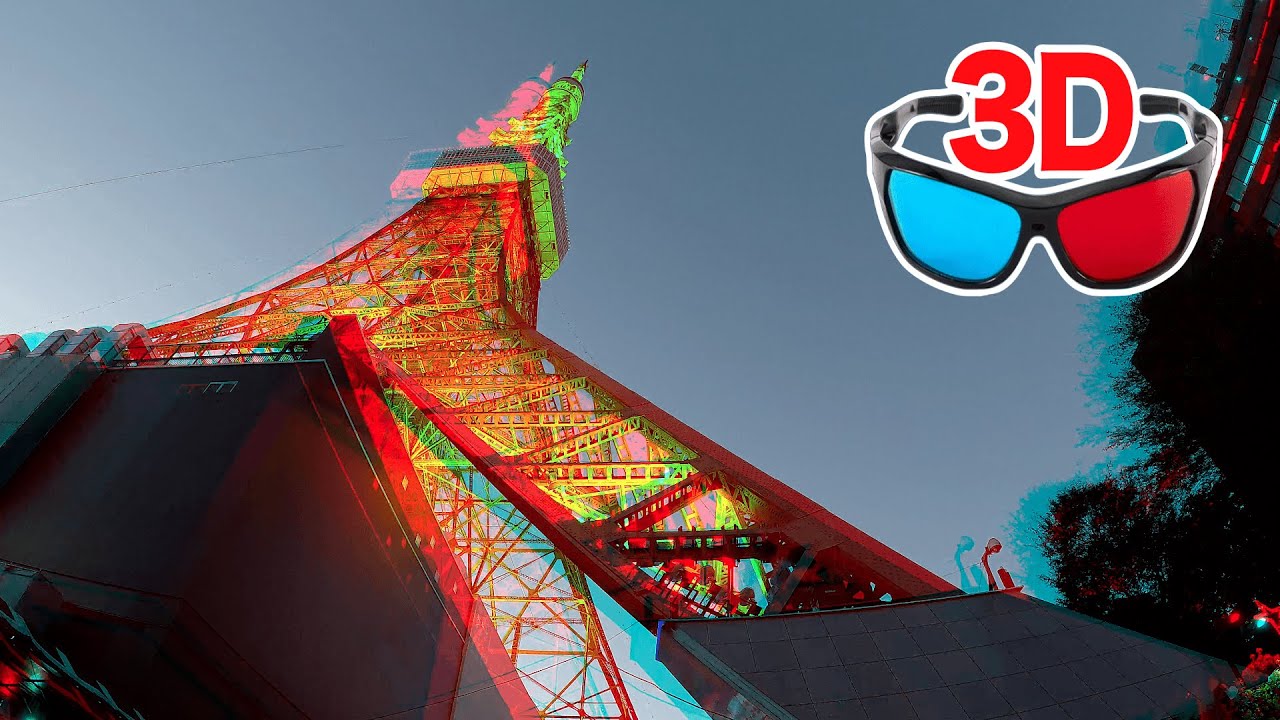 3D video] Tokyo Tower / for red-cyan anaglyph glasses - YouTube