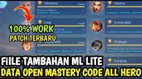 Data Open Mastery Code All Hero Terbaru | File Tambahan Ml Lite Patch Sanrio | No Password | Ml Lite