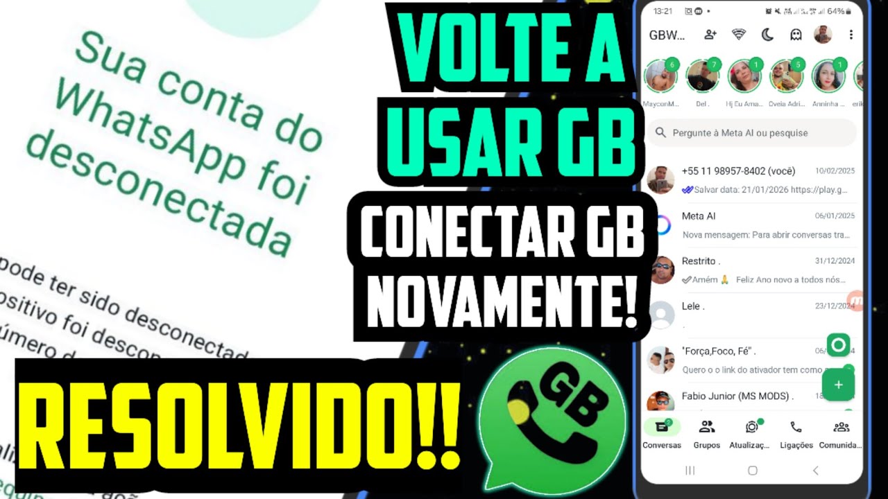 FOI DESCONECTADO OU BANIDO DO GB? COMO CONECTAR NOVAMENTE SEU GBWHATSAPP 100% SEGURO!