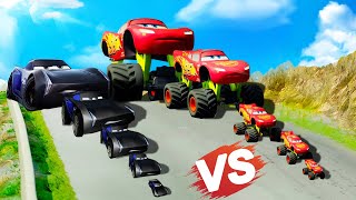 Big & Small Lightning McQueen big wheels VS Big & Small Jackson Storm | BeamNG