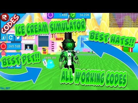 All Working Codes Ice Cream Simulator Hats Update Roblox Youtube - ice cream sandwich hat roblox code