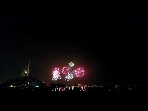 2021 New year Fireworks at Burj Al Arab, Jumeirah beach, Dubai