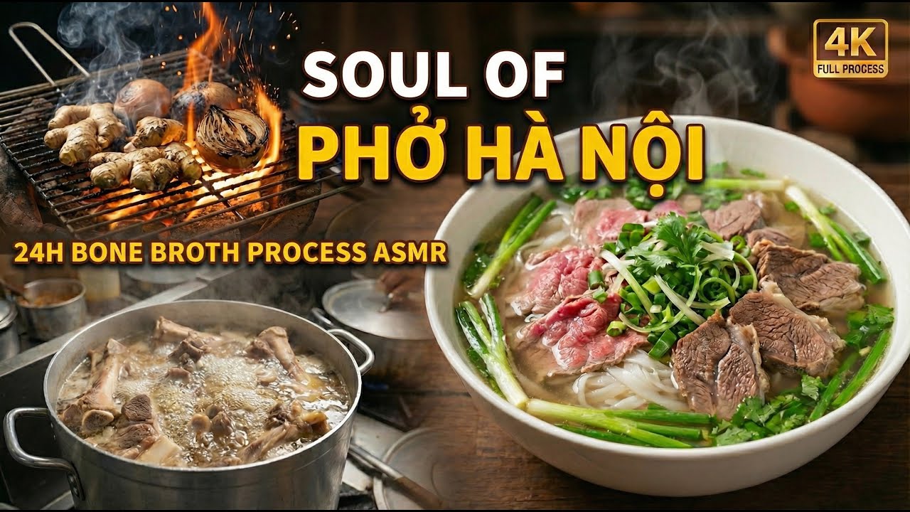 Inside the Eternal Flame of Hanoi: Inside the Traditional Phở Bắc Cooking Process (24H Broth ASMR)