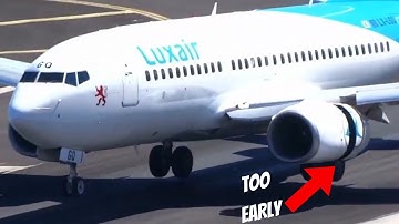 Plane Using REVERSE THRUST Too Early - Aviation compilation