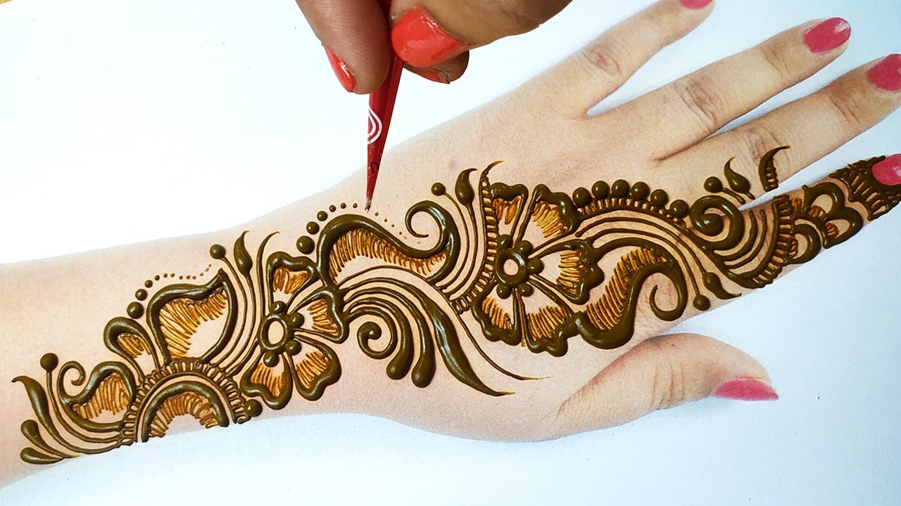 शेडेड अरेबिक मेहँदी डिज़ाइन लगाना सीखे - Easy Stylish Arabic Mehndi Design-  New Backhand Mehndi - YouTube