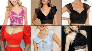 Very Stylish Trending Croptop Blouse Designs | Croptop Front Neck/Sleeves Designs #croptop