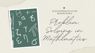 Part I of Chapter 3 Problem Solving in Mathematics