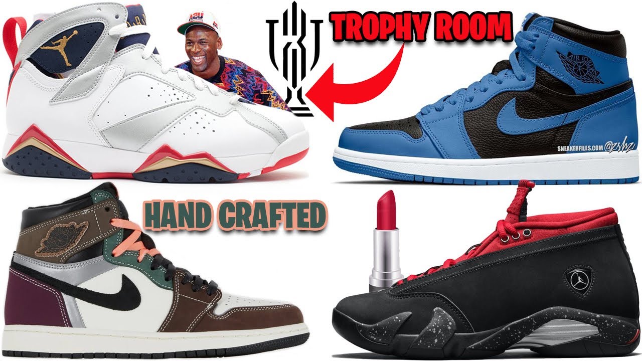 TROPHY ROOM X AIR JORDAN 7 RELEASING, AJ 1 MARINA BLUE + HAND CRAFTED ...