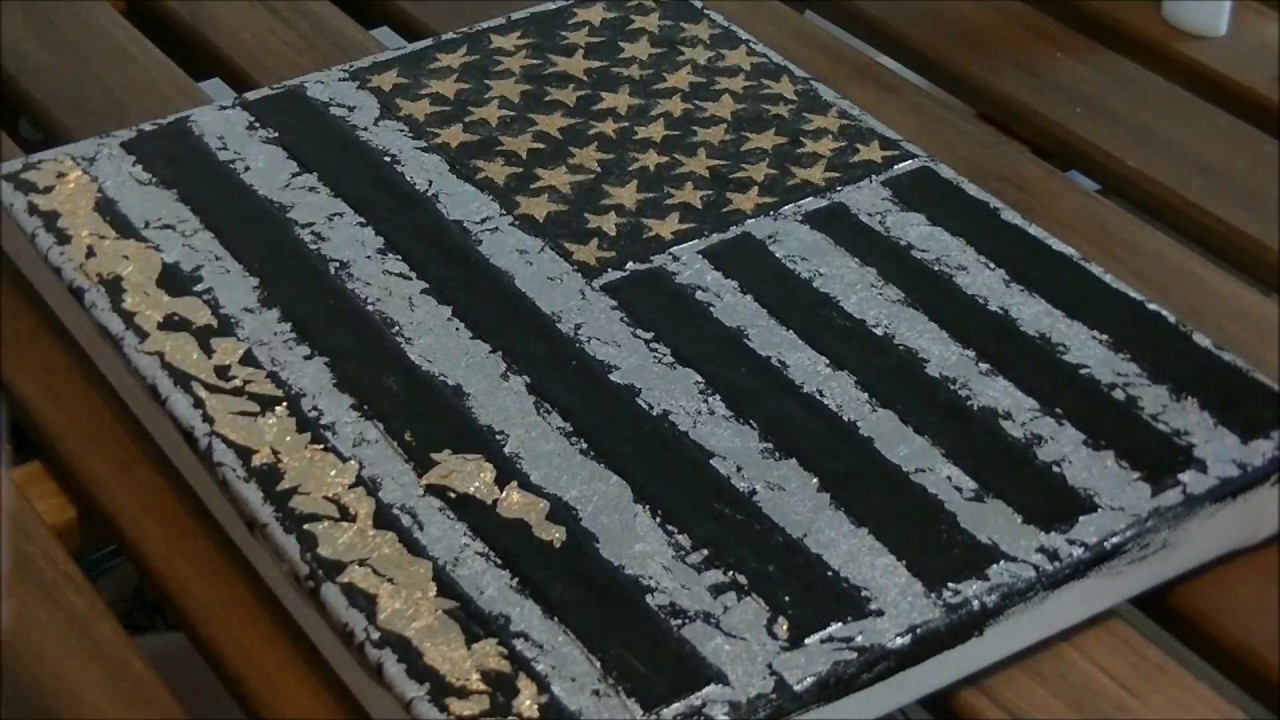 American Flag Painting by NYC Artist Paul Zepeda with National Anthem