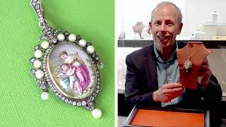 1.90ct Diamond, Pearl and Enamel, 15ct Yellow Gold Locket Pendant / Brooch - Antique - C9044 1.90ct Diamond, Pearl and Enamel, 15ct Yellow Gold Locket Pendant / Brooch - Antique - C9044