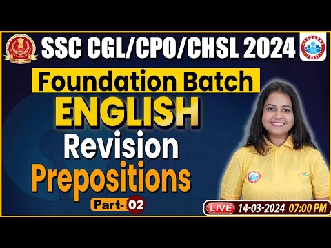 SSC CGL, CHSL & CPO Class, English Prepositions Revision Class, SSC CGL English Class by Kiran Mam