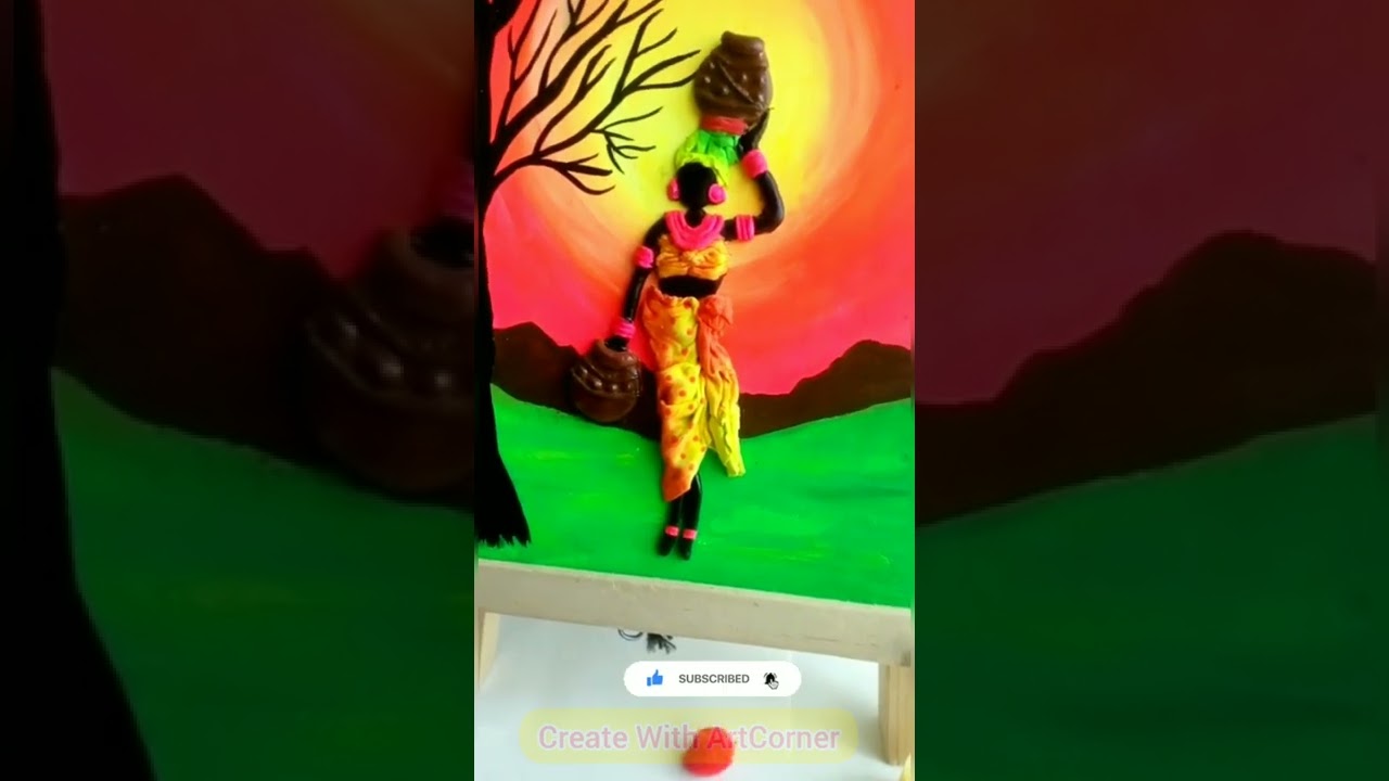 Beautiful Clay Art in Neons|African Lady |African Art |  