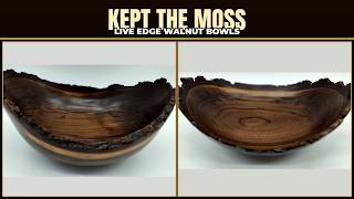I Turned Two Live Edge Walnut Bowls… and Kept the Moss