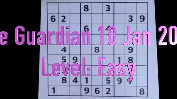 Sudoku – The Guardian 18 Jan 2021 Easy level for beginners