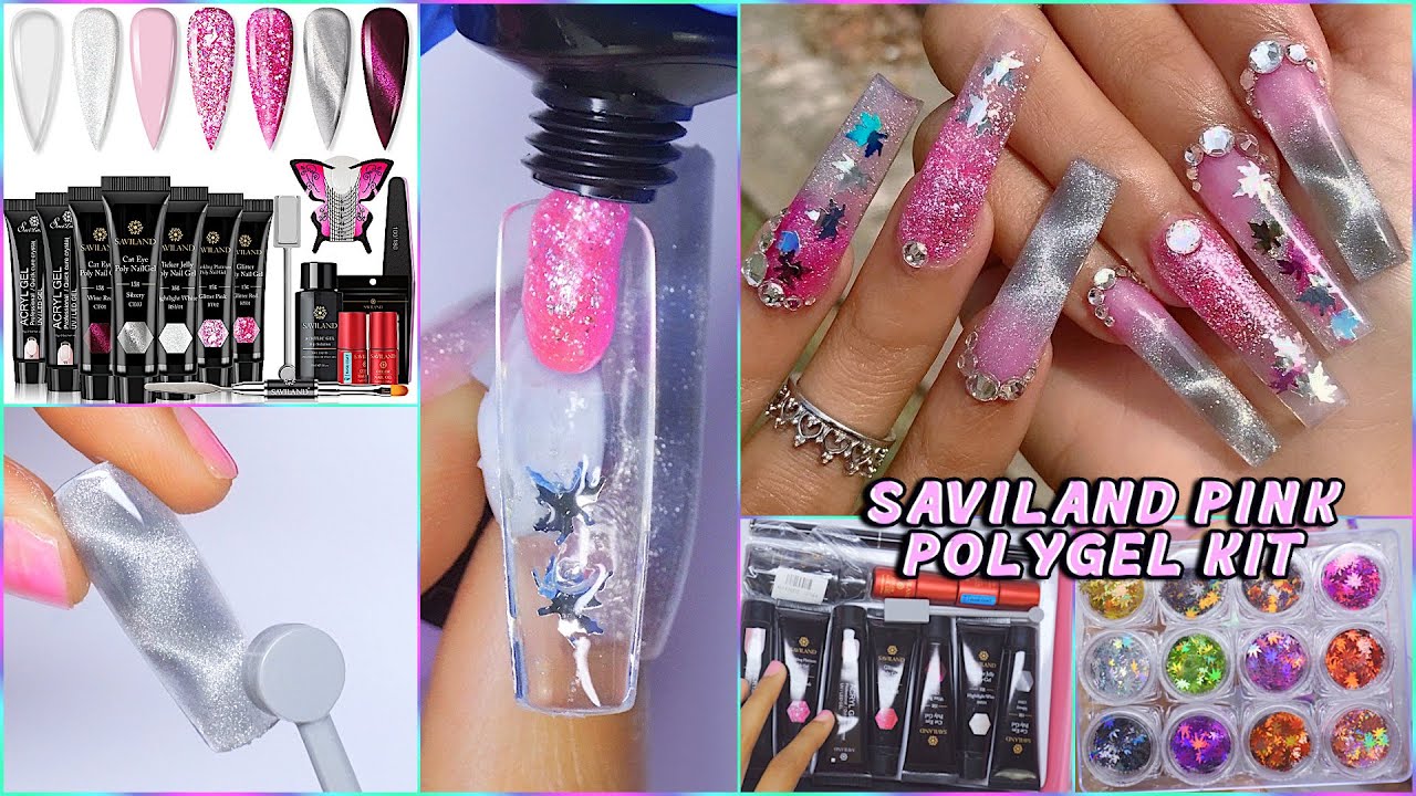 Easy FALL POLYGEL Nails for Beginners! Femi Beauty LAZY GIRL METHOD using SAVILAND PINK POLYGEL Kit