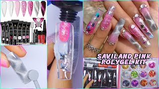Easy FALL POLYGEL Nails for Beginners! Femi Beauty LAZY GIRL METHOD using SAVILAND PINK POLYGEL Kit screenshot 5