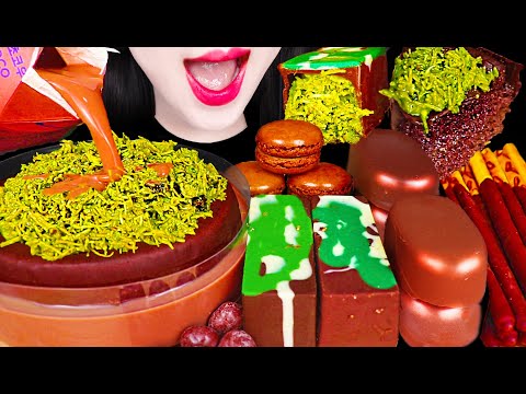 ASMR Dubai Chocolate Cake, Pistachio Dessert 두바이 초콜릿 케이크 디저트 먹방 Mukbang, Eating