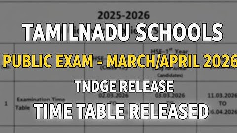 10th & 12th std Public Exam Time Table 2026 officially released| April 2026 |public exam |Time Table