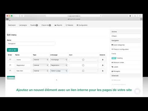 Eventmaker.io Help fr #47 : Gérer les menus de votre site web événementiel Eventmaker.io Help fr #47 : Gérer les menus de votre site web événementiel