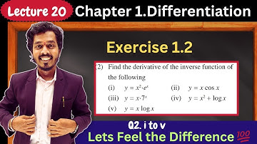 Lecture 20.Exercise 1.2|Derivative of function y=f(x) using Derivative of Inverse Function x=f^-1(y)