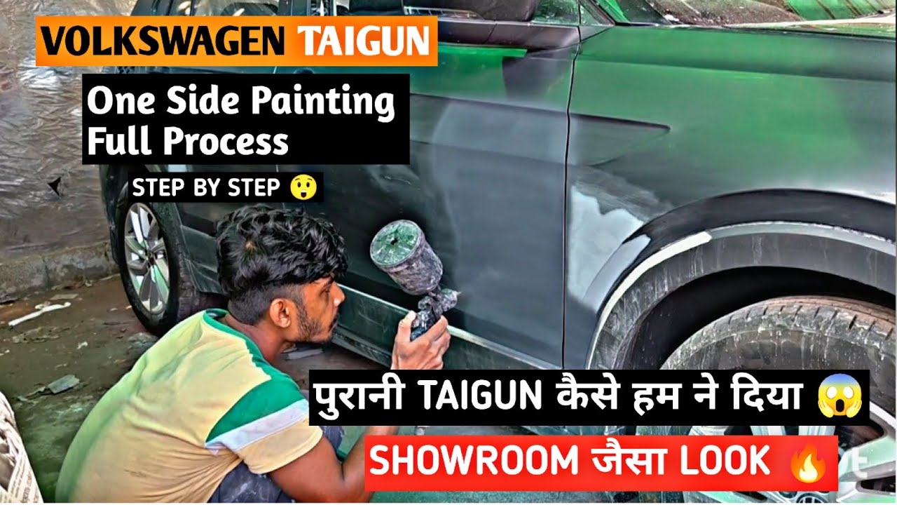 Volkswagen Taigun One Side Painting Full Process | Step by Step Painting || @Doctor_Car_Body 