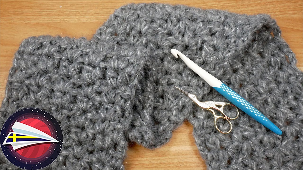 Virka | Mysig halsduk med dubbelt garn | Snabb och enkel glitterhalsduk