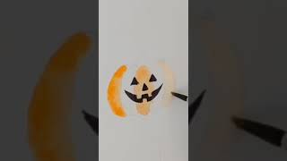 SPED UP DRAWING OF A JACK-O'-LANTERN | Watercolor painting #Halloween #art