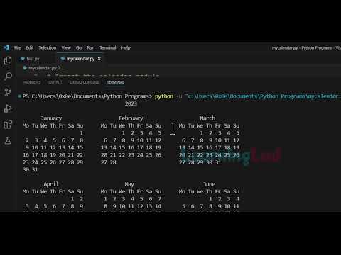 Write Python Program to Display Calendar for Month and Year