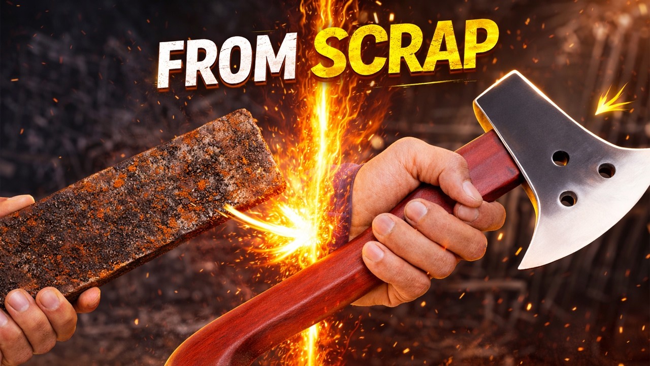 Forging an Axe from Scrap Iron | Full Blacksmithing Process