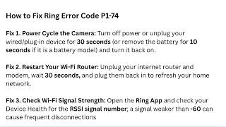 How to Fix Ring Camera Error Code P1-74 – Reconnect to Wi-Fi & Reset Steps