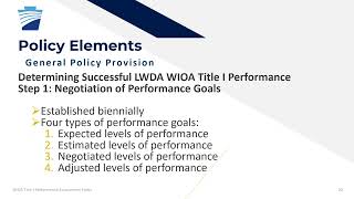 WIOA Title I Performance Assessment Policy Touchpoint Presentation - September 2025