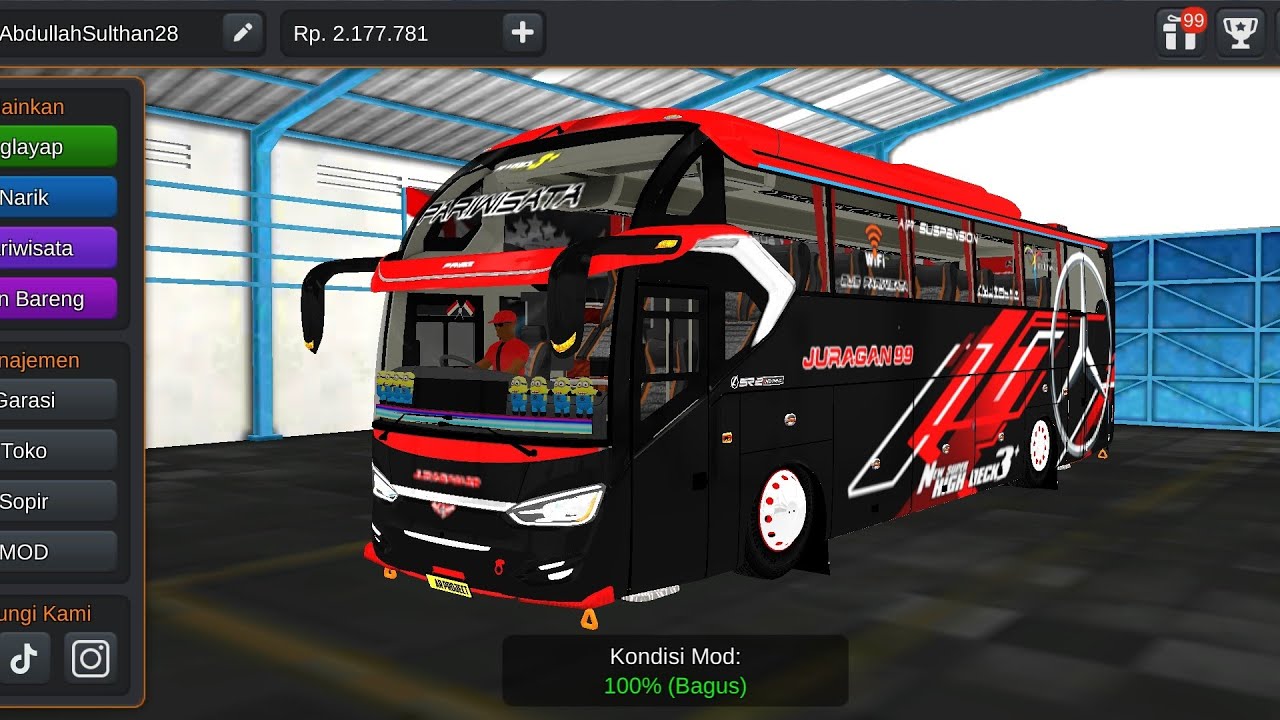 BUSSID Gameplays: Trip from Malang to Banjarmasin with SR2 XHD Prime Double Decker Juragan99 Bus.
