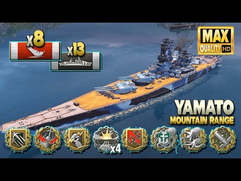 Видео: Линкор Ямато: 4-кратный сокрушительный удар - World of Warships