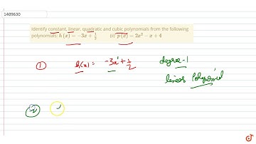 Identify constant,    linear, quadratic and cubic polynomials from the following polynomials: