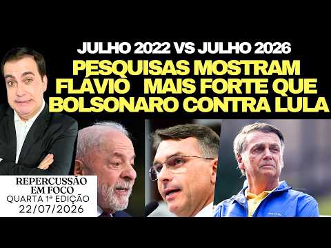 FLÁVIO MAIS FORTE QUE O PAI EM PESQUISAS 2022 VS 2026, TARIFAÇO EM VIGOR, LULA